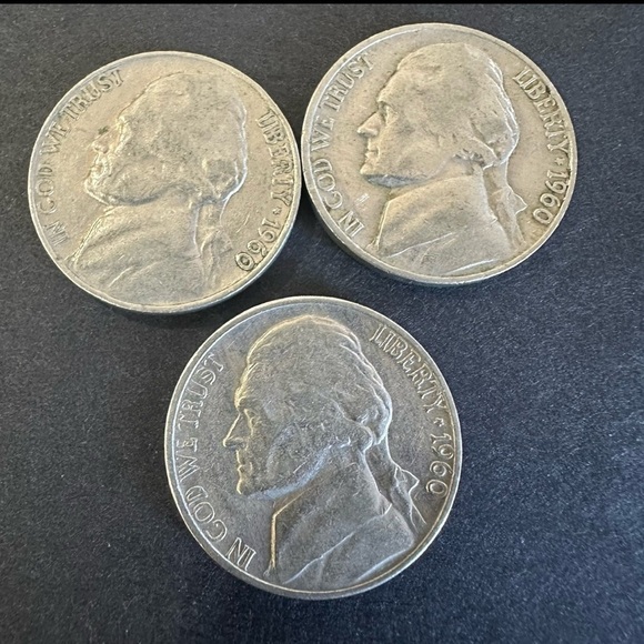 1960 Thomas Jefferson Nickels - 3 coins - Picture 1 of 7